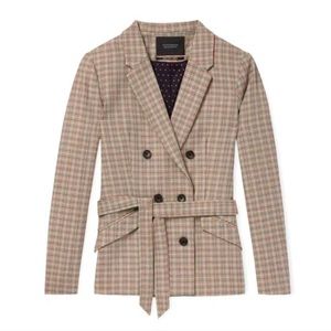 SCOTCH & SODA Far Far Away Double Breasted Checkered Belted Blazer